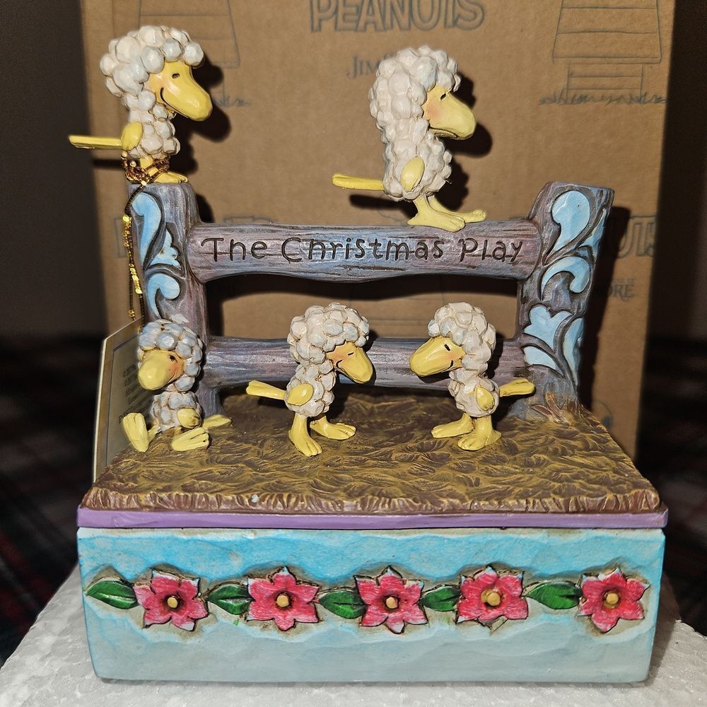 Jim Shore Peanuts Music Box "The Christmas Play" Woodstock Figurine Table Decor - Picture 3 of 8
